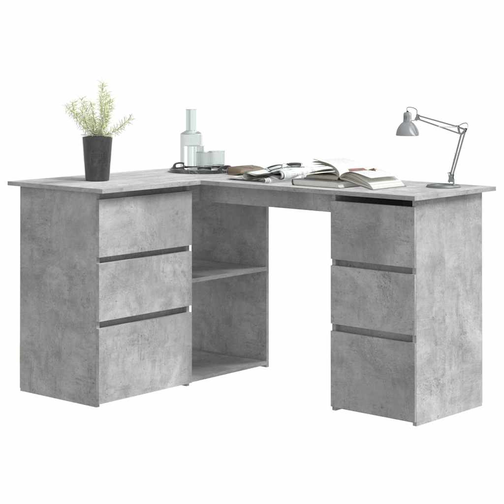 801093 vidaXL Corner Desk Concrete Grey 145x100x76 cm Engineered Wood