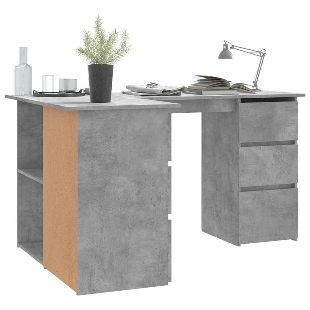 801093 vidaXL Corner Desk Concrete Grey 145x100x76 cm Engineered Wood