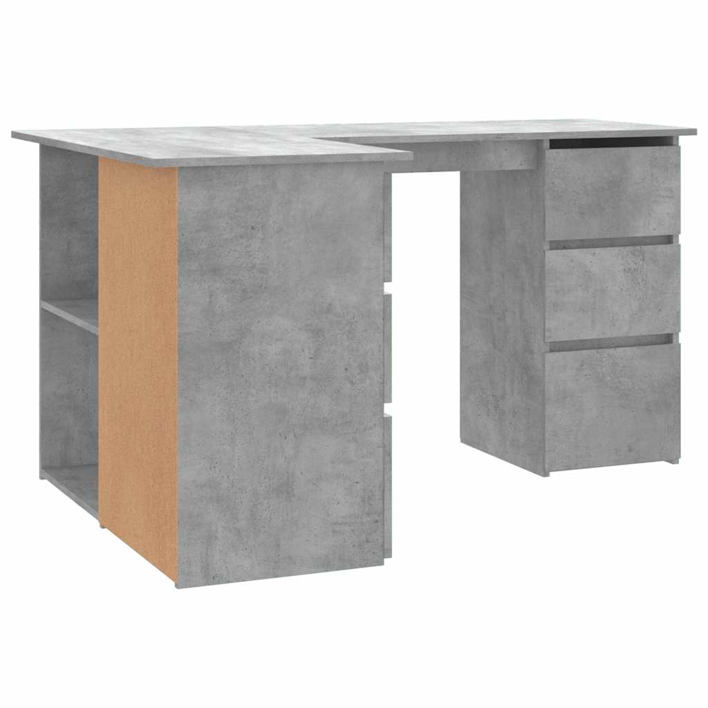 801093 vidaXL Corner Desk Concrete Grey 145x100x76 cm Engineered Wood