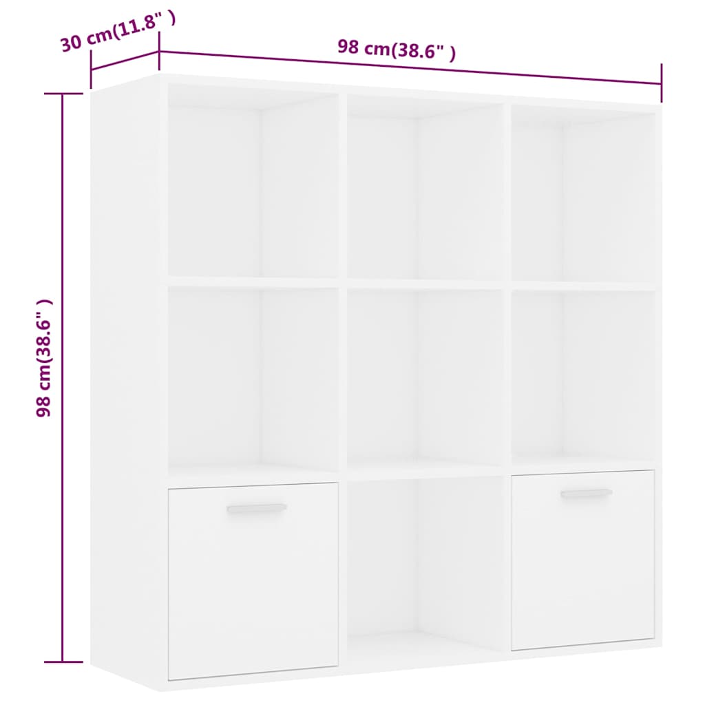 Cabinet | White | Engineered Wood | 98 cm | Book Cabinet | Rectangular