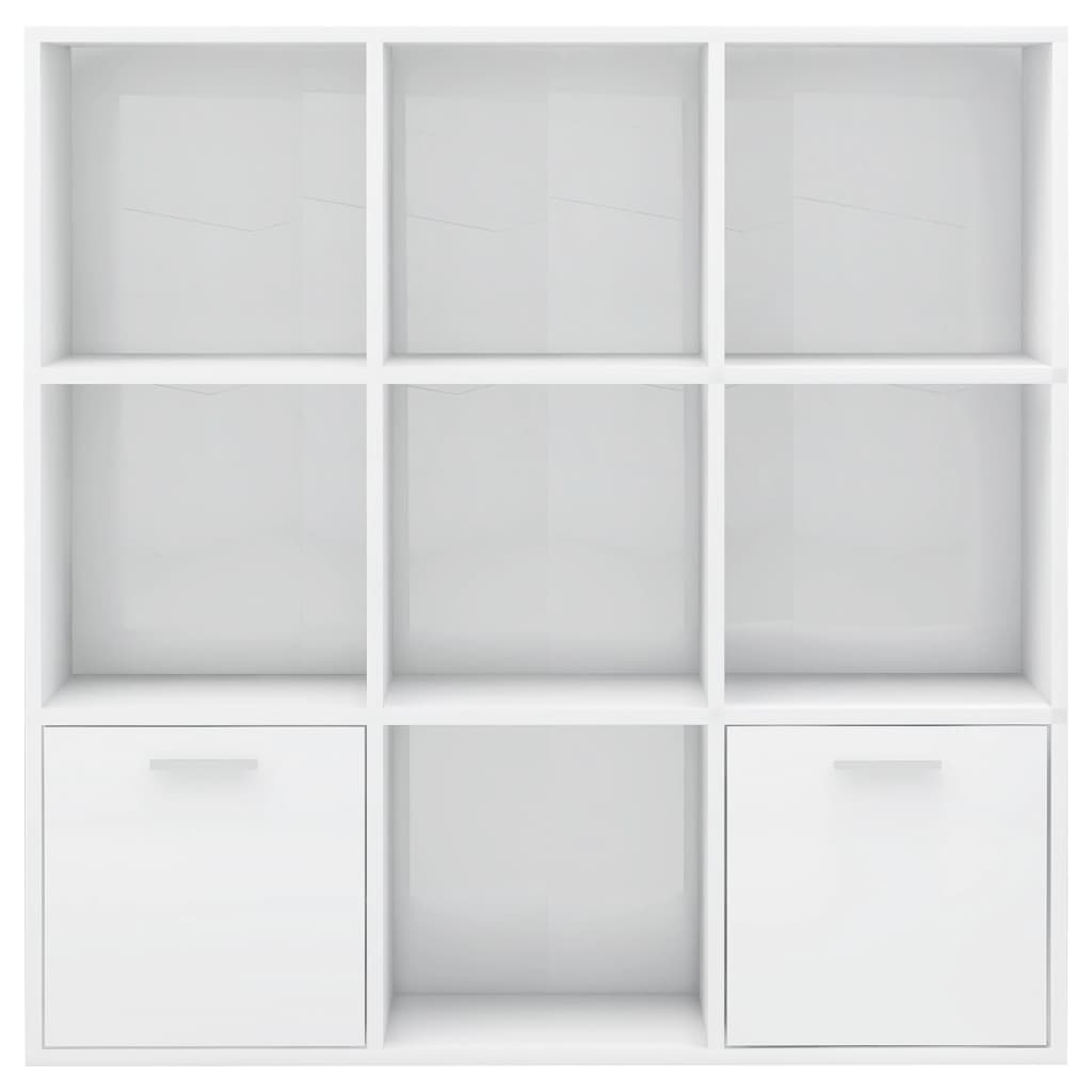 vidaXL Book Cabinet High Gloss White 98x30x98 cm Engineered Wood