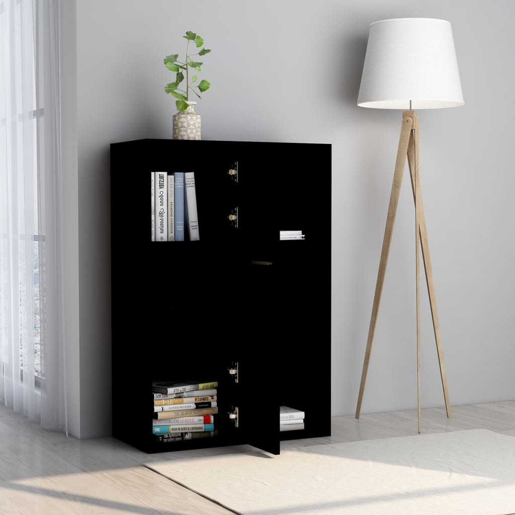 vidaXL Storage Cabinet Black 60x29.5x90 cm Engineered Wood