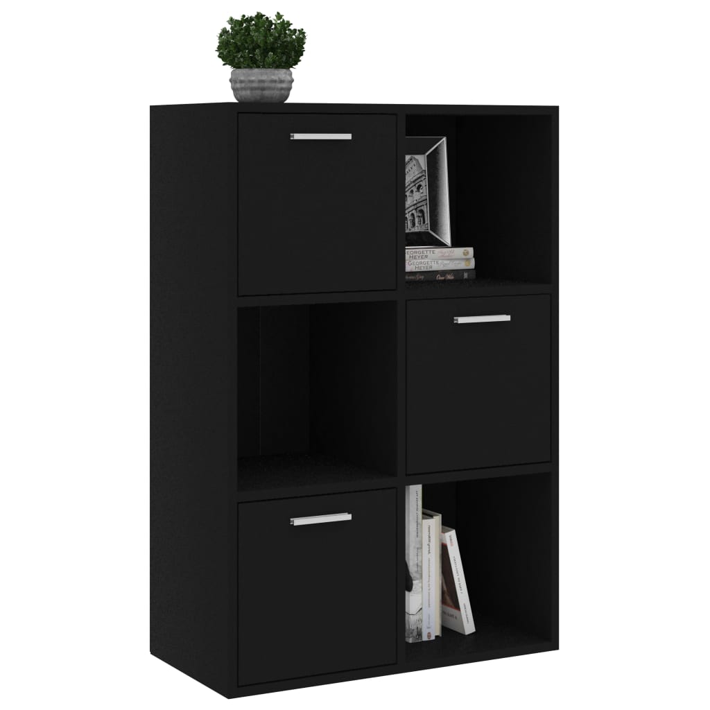 vidaXL Storage Cabinet Black 60x29.5x90 cm Engineered Wood