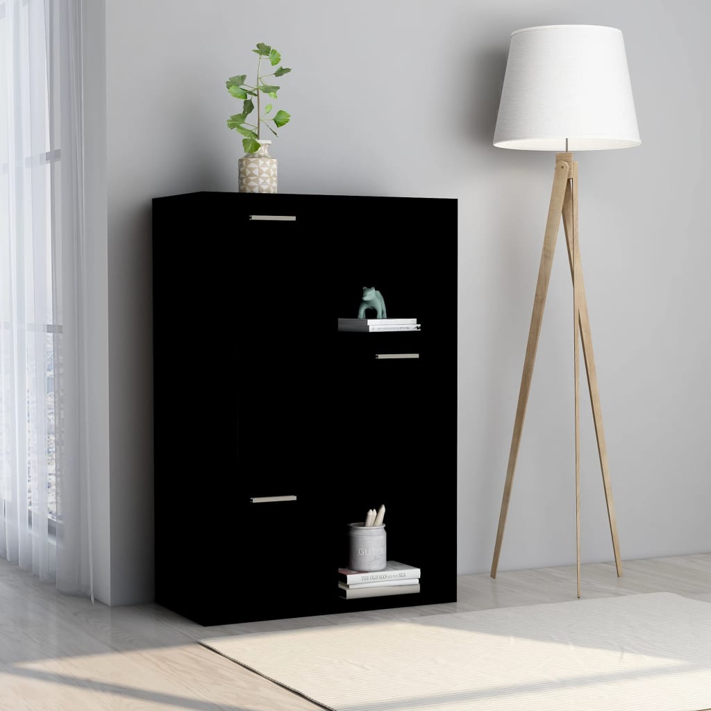 vidaXL Storage Cabinet Black 60x29.5x90 cm Engineered Wood