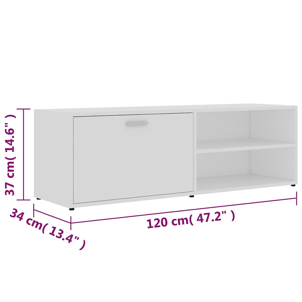 801152 vidaXL TV Cabinet White 120x34x37 cm Engineered Wood