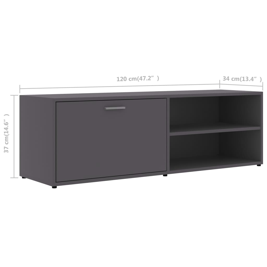 vidaXL TV Cabinet Grey 120x34x37 cm Engineered Wood