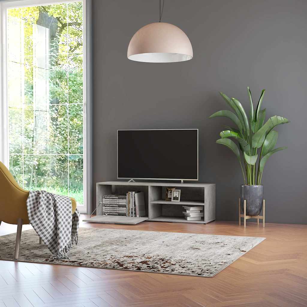 801156 vidaXL TV Cabinet Concrete Grey 120x34x37 cm Engineered Wood