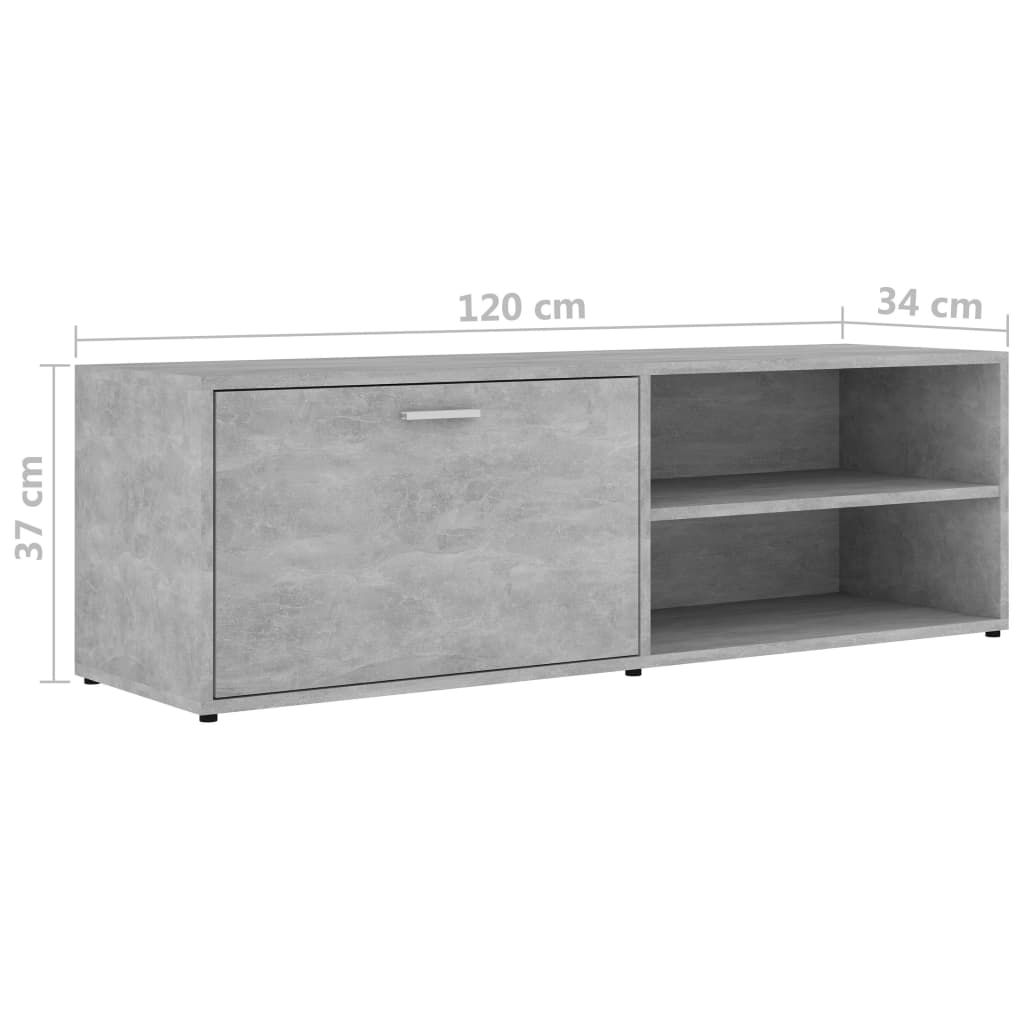 vidaXL TV Cabinet Concrete Grey 120x34x37 cm Engineered Wood