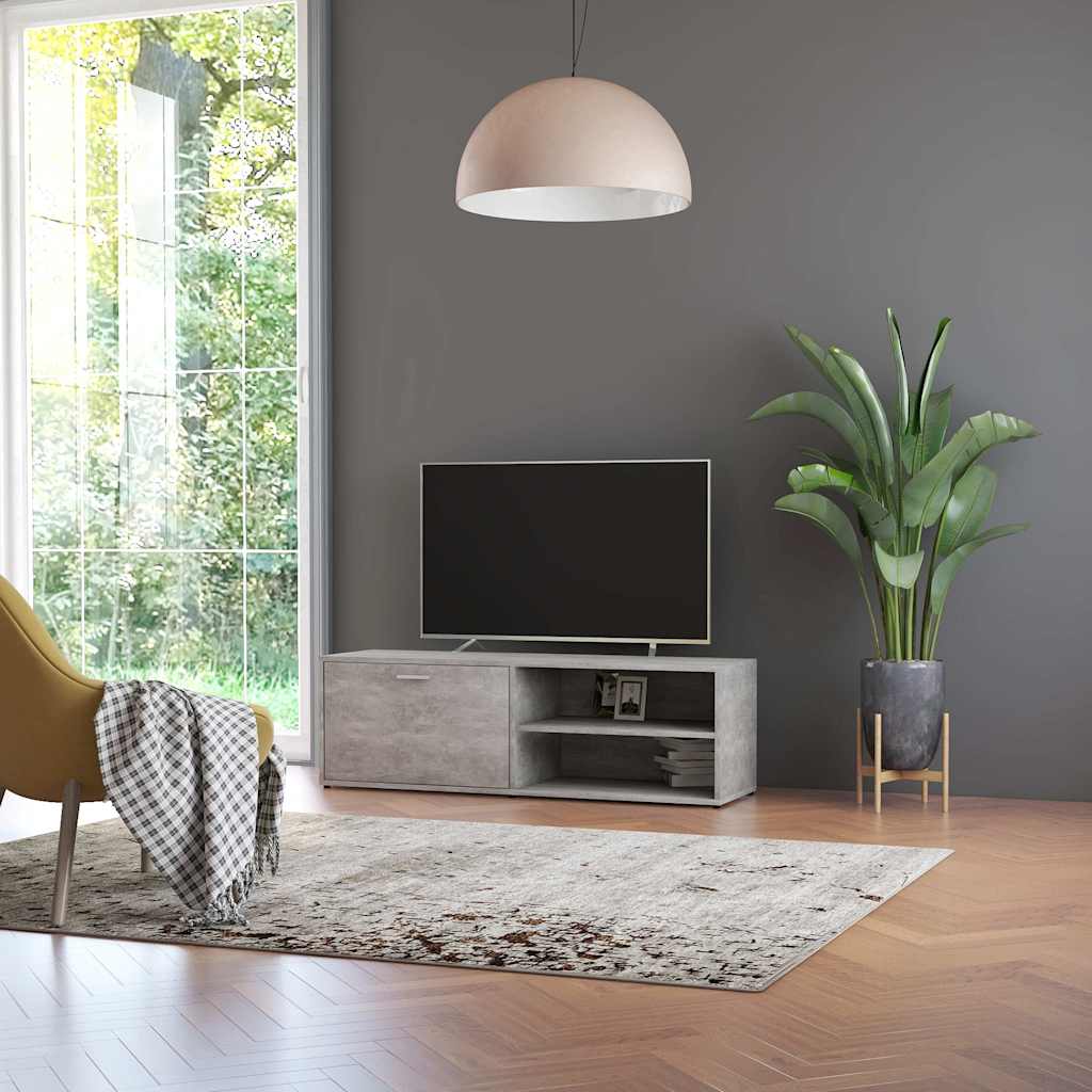 801156 vidaXL TV Cabinet Concrete Grey 120x34x37 cm Engineered Wood