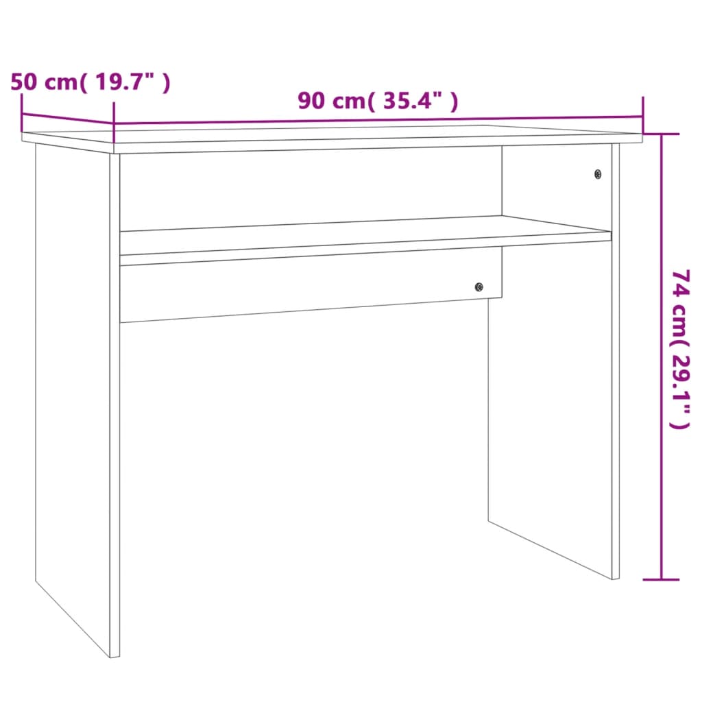 vidaXL Desk Concrete Grey 90x50x74 cm Engineered Wood