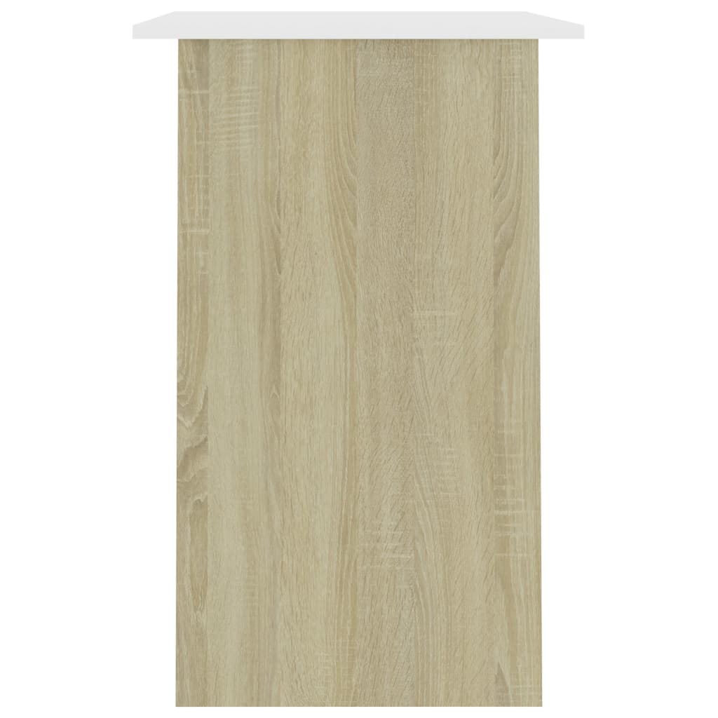 vidaXL Desk White and Sonoma Oak 90x50x74 cm Engineered Wood