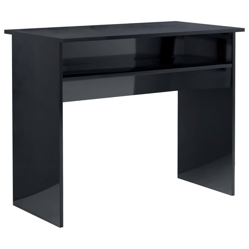 vidaXL Desk High Gloss Black 90x50x74 cm Engineered Wood