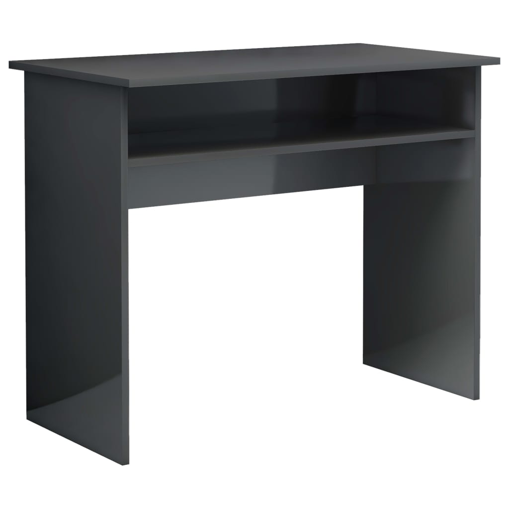 vidaXL Desk High Gloss Grey 90x50x74 cm Engineered Wood