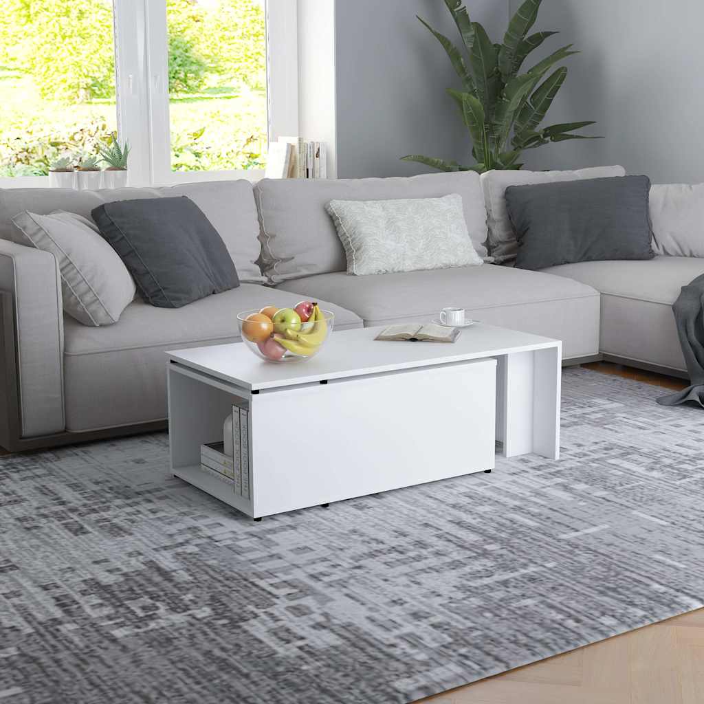 801337 vidaXL Coffee Table White 150x50x35 cm Engineered Wood
