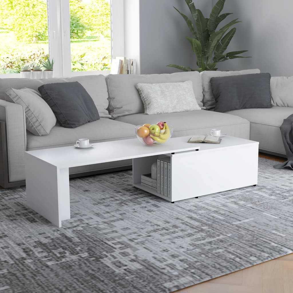 801337 vidaXL Coffee Table White 150x50x35 cm Engineered Wood