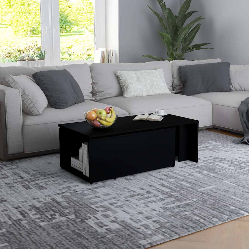 801338 vidaXL Coffee Table Black 150x50x35 cm Engineered Wood