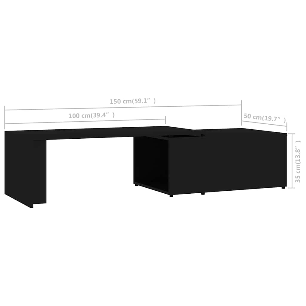 801338 vidaXL Coffee Table Black 150x50x35 cm Engineered Wood