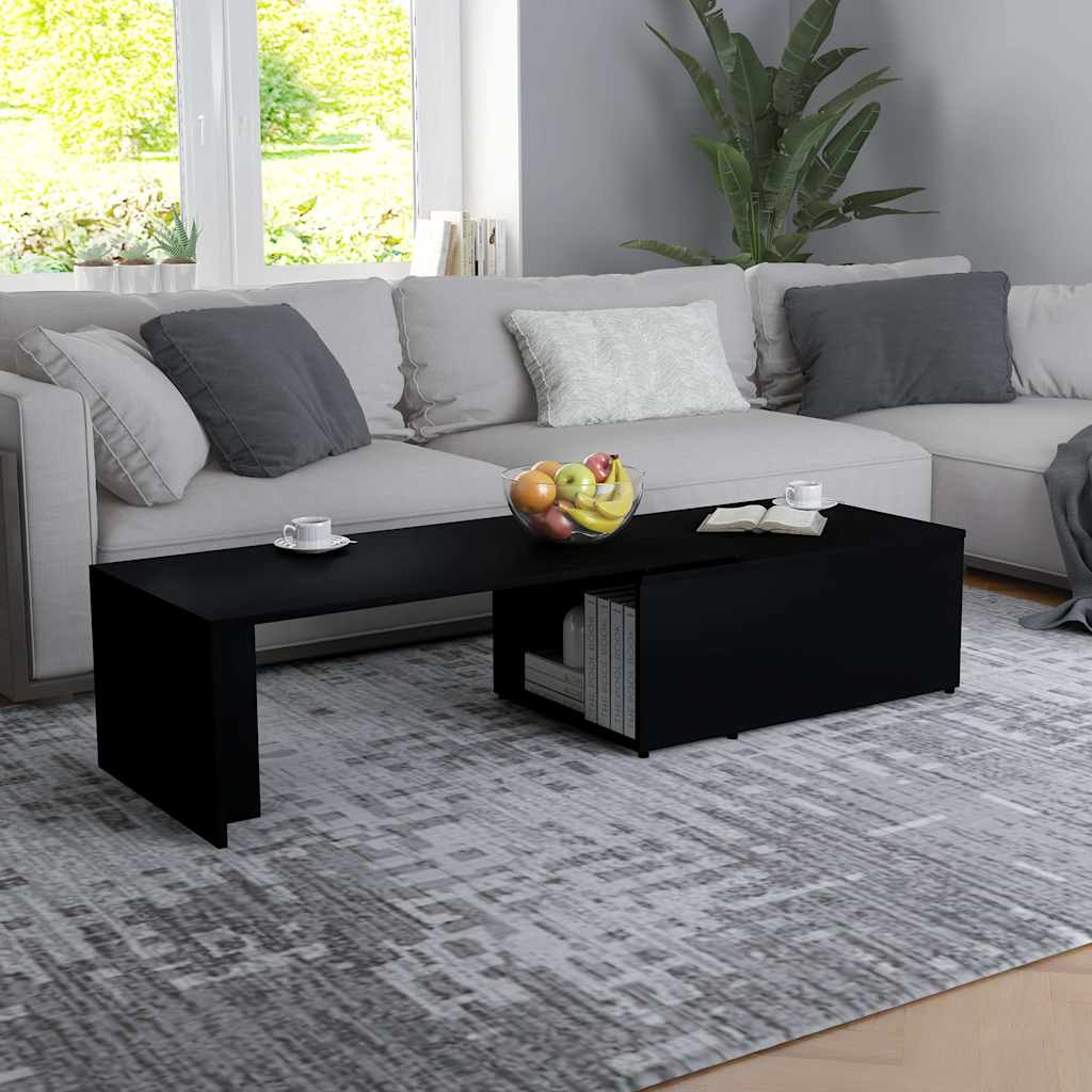 801338 vidaXL Coffee Table Black 150x50x35 cm Engineered Wood