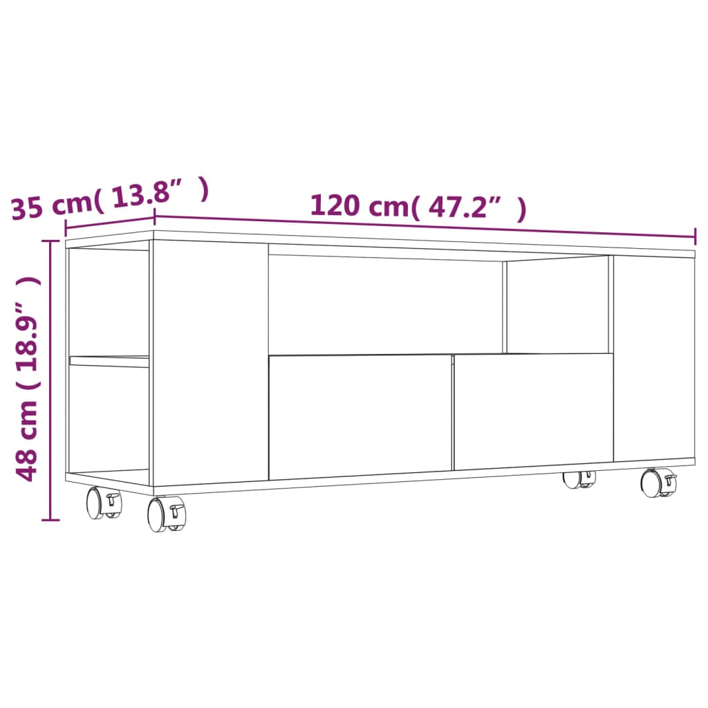 vidaXL TV Cabinet Grey 120x35x48 cm Engineered Wood