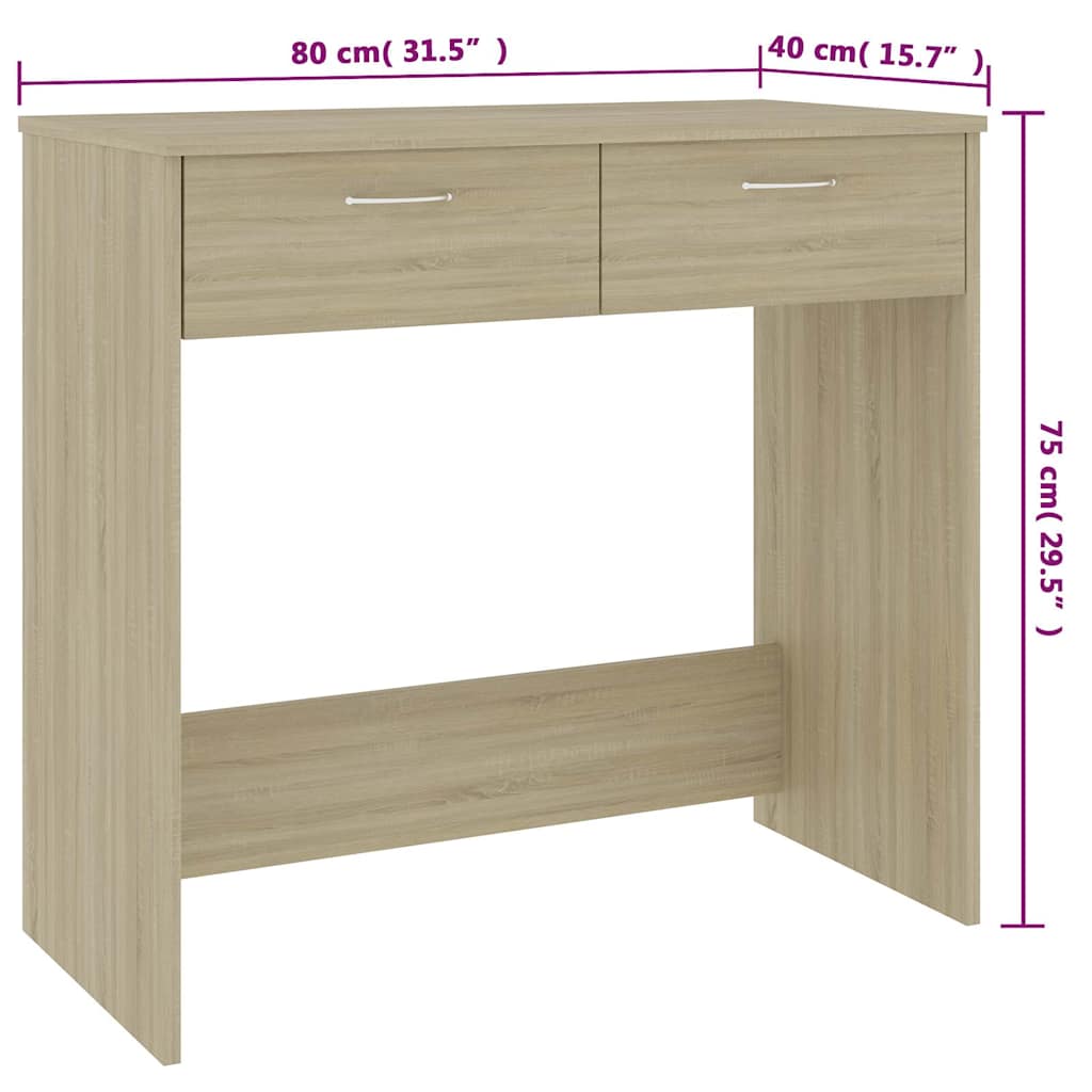 801358 vidaXL Desk Sonoma Oak 80x40x75 cm Engineered Wood
