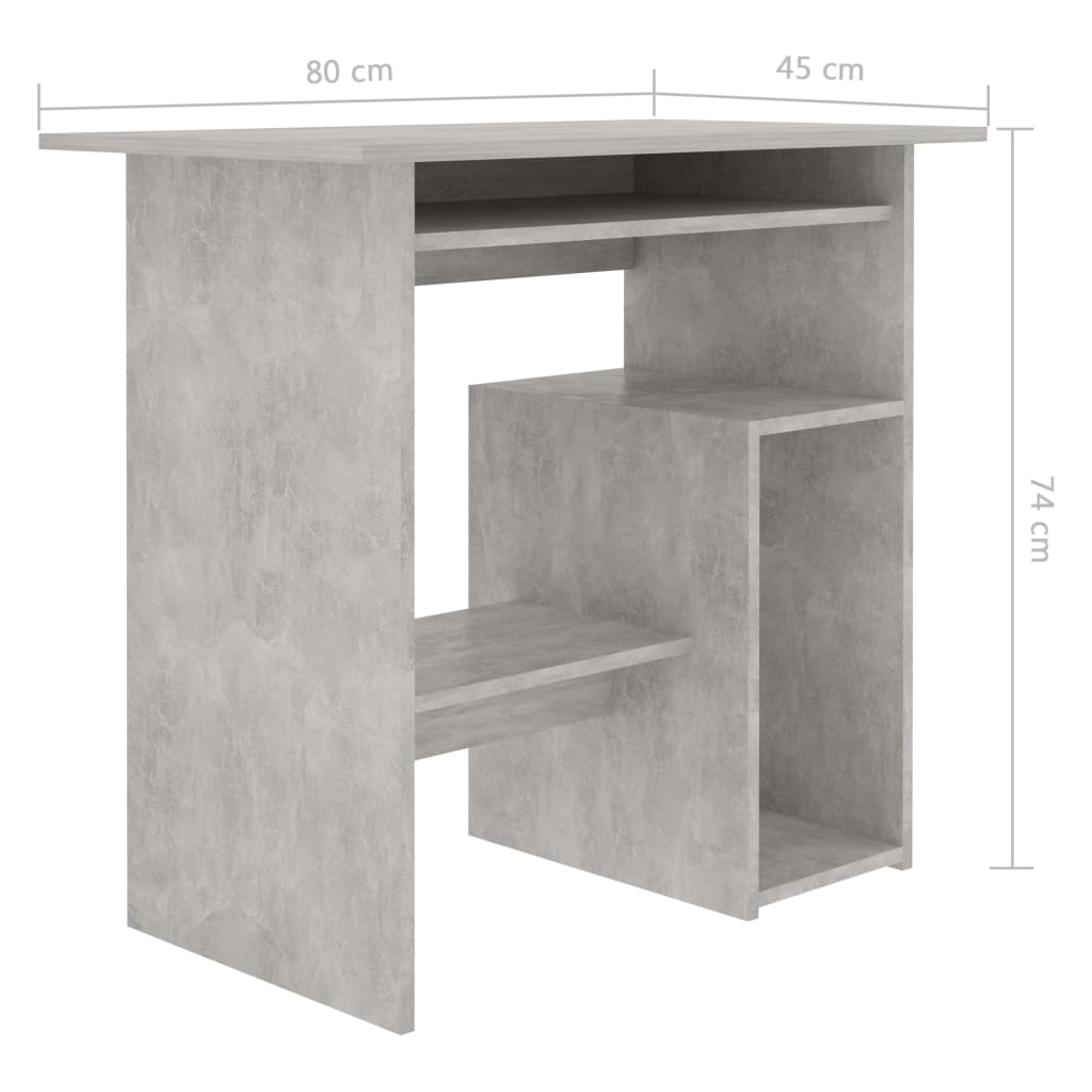 vidaXL Desk Concrete Grey 80x45x74 cm Engineered Wood