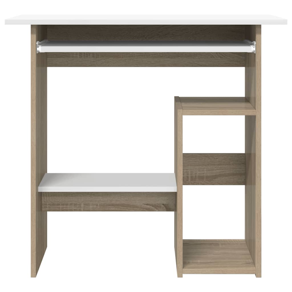 vidaXL Desk White and Sonoma Oak 80x45x74 cm Engineered Wood