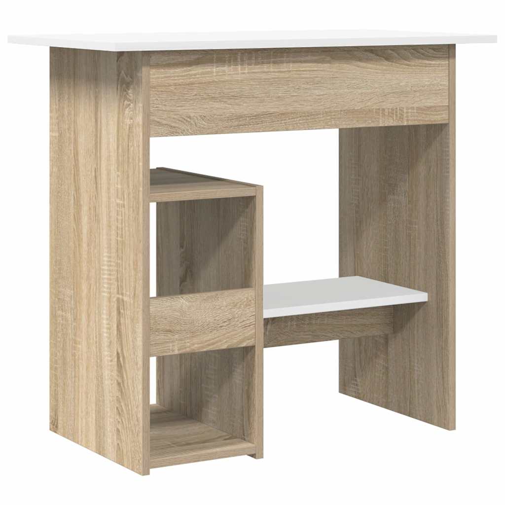 vidaXL Desk White and Sonoma Oak 80x45x74 cm Engineered Wood