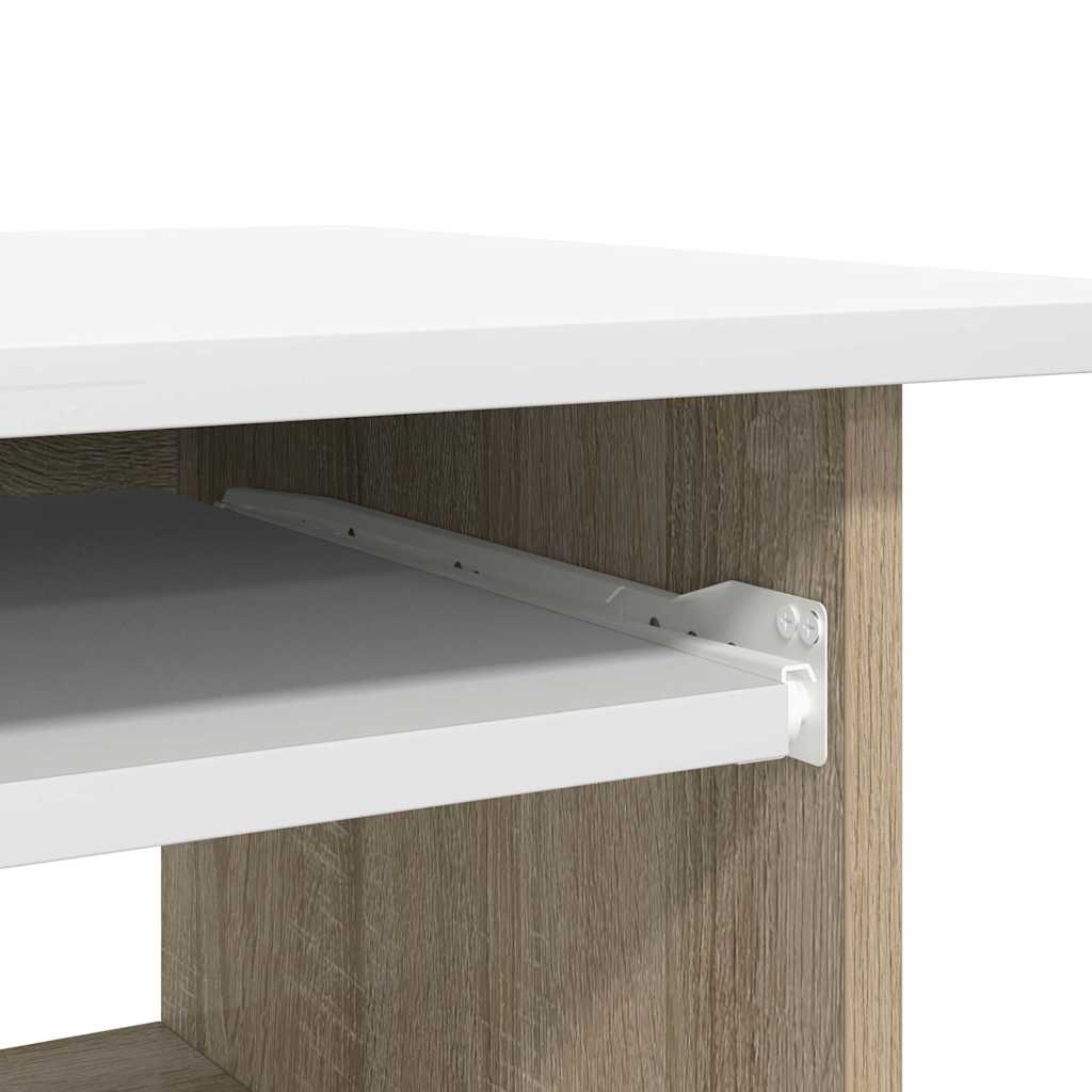 vidaXL Desk White and Sonoma Oak 80x45x74 cm Engineered Wood