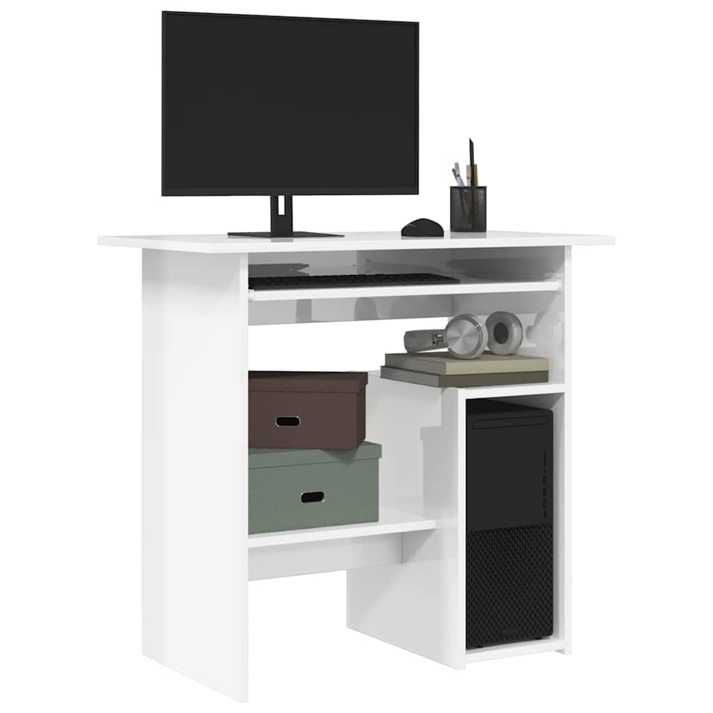 vidaXL Desk High Gloss White 80x45x74 cm Engineered Wood