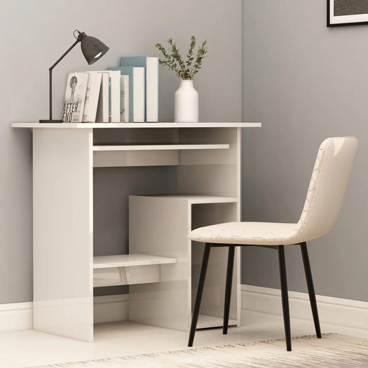 vidaXL Desk High Gloss White 80x45x74 cm Engineered Wood