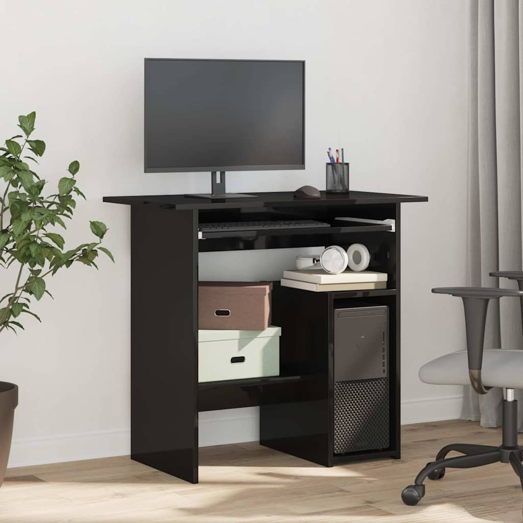 vidaXL Desk High Gloss Black 80x45x74 cm Engineered Wood