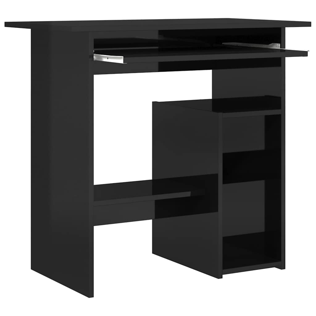 vidaXL Desk High Gloss Black 80x45x74 cm Engineered Wood