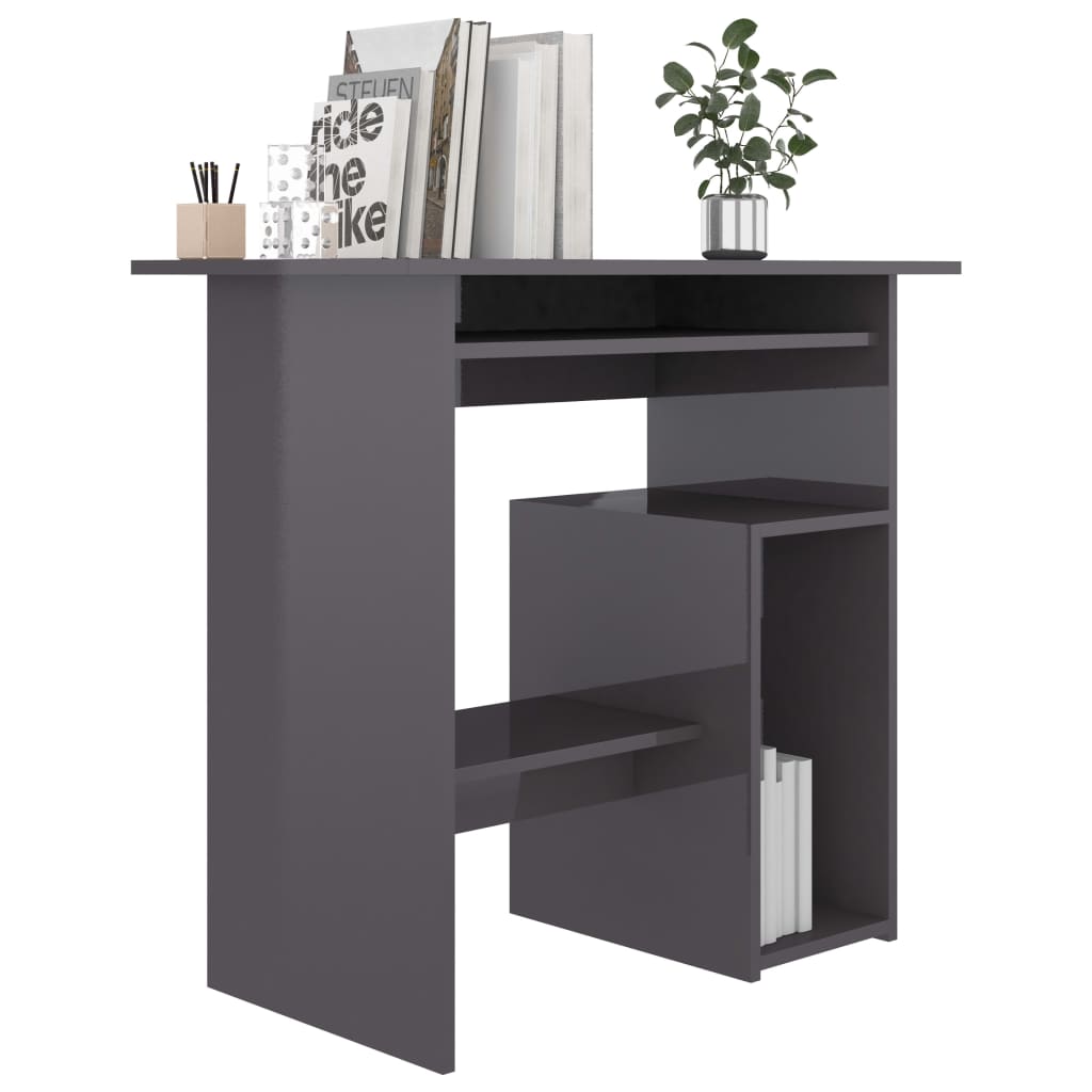 vidaXL Desk High Gloss Grey 80x45x74 cm Engineered Wood