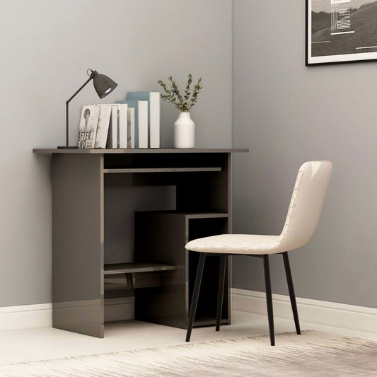 vidaXL Desk High Gloss Grey 80x45x74 cm Engineered Wood