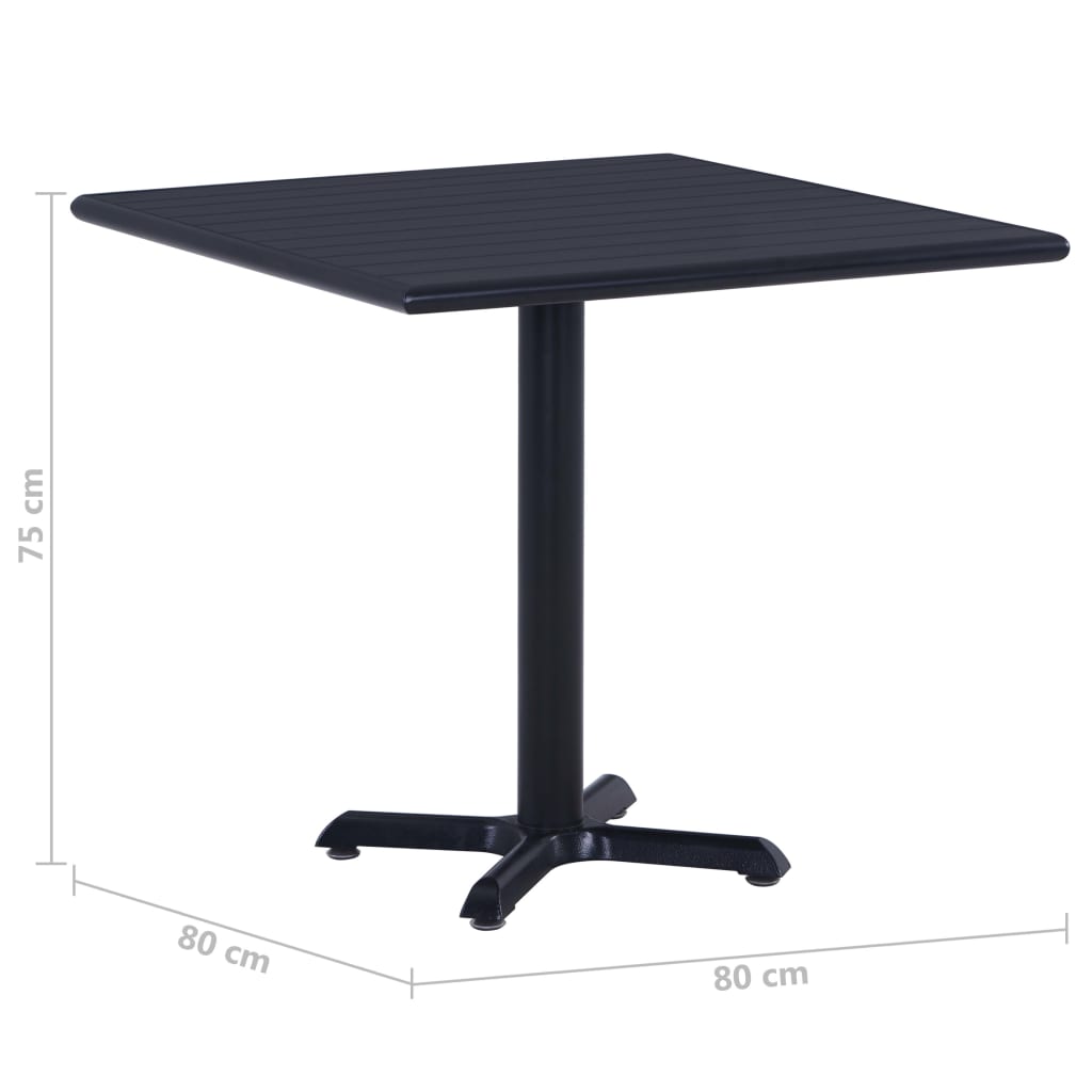 vidaXL Garden Table  Black 80x80x75 cm