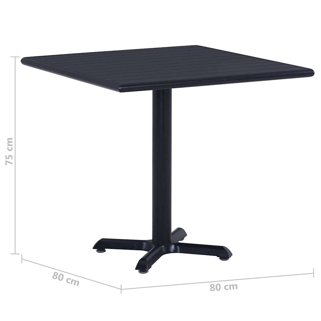 Garden Table Black 80x80x75 cm