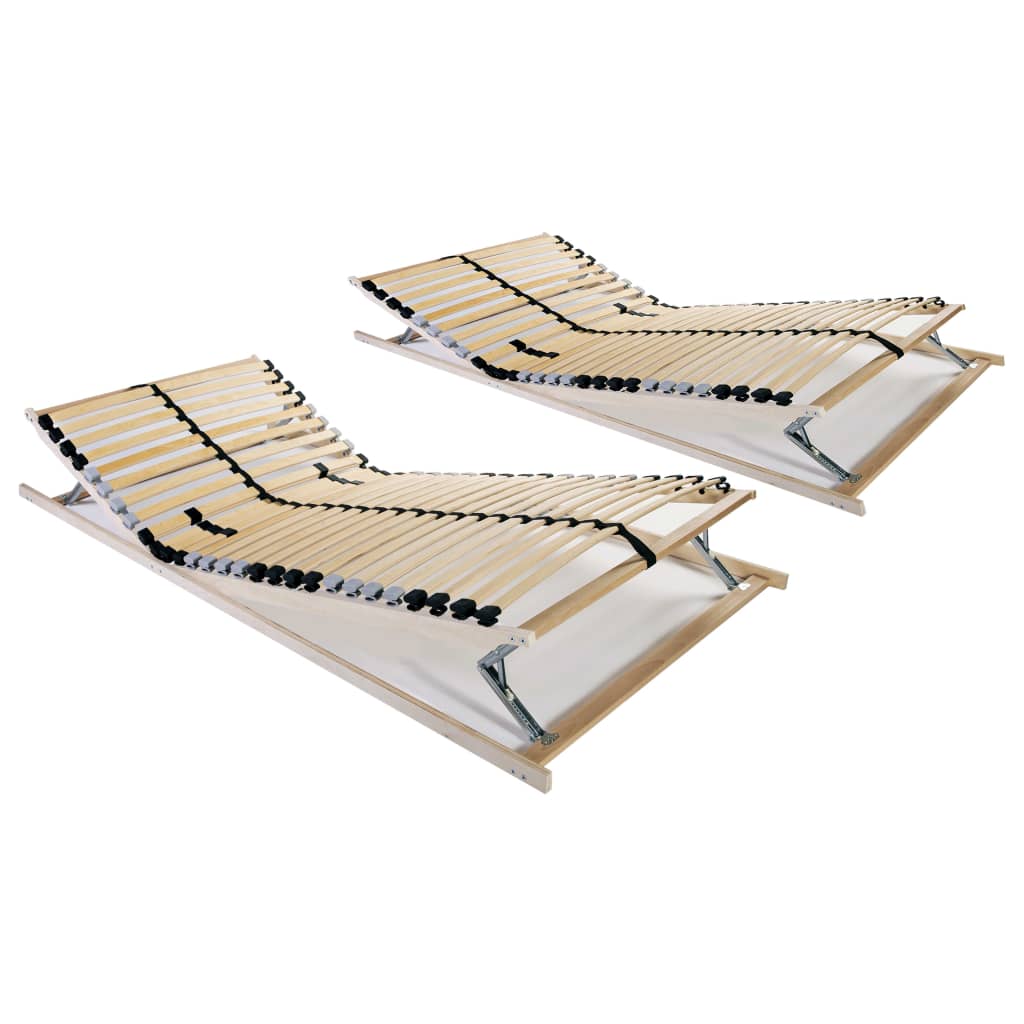 Slatted Bed Bases without Mattress 2 pcs with 28 Slats 80x200 cm
