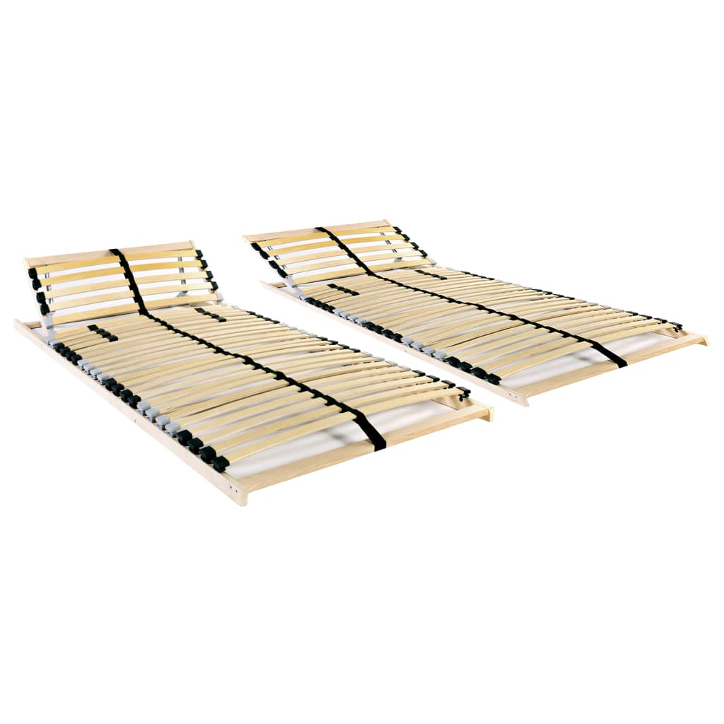 Slatted Bed Bases without Mattress 2 pcs with 28 Slats 80x200 cm