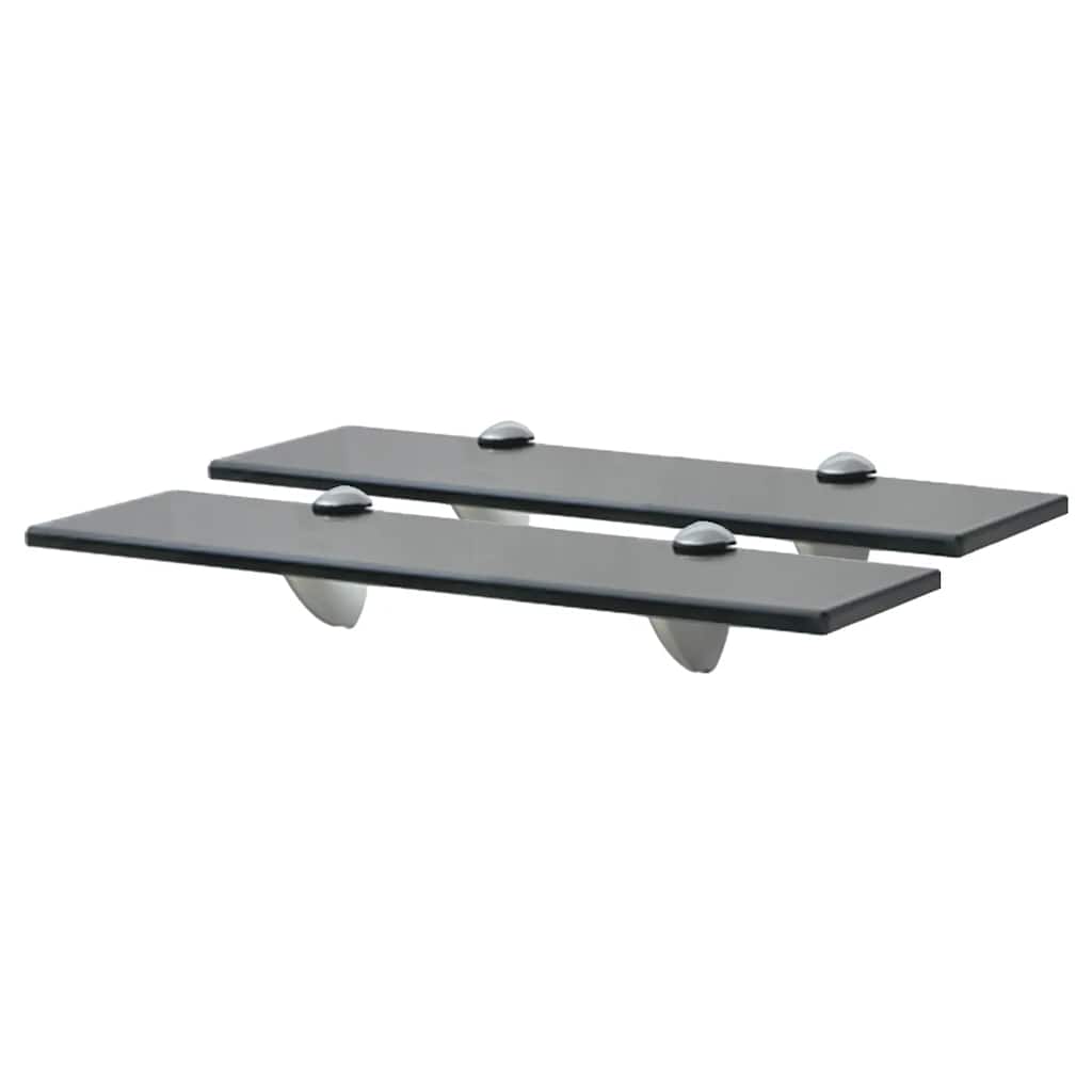 Floating Shelf | Set of 2 | Black | Tempered safety glass | 40x10 cm