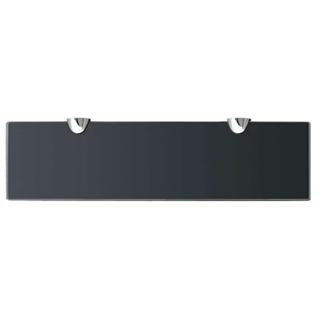 Floating Shelf | Set of 2 | Black | Tempered safety glass | 40x10 cm