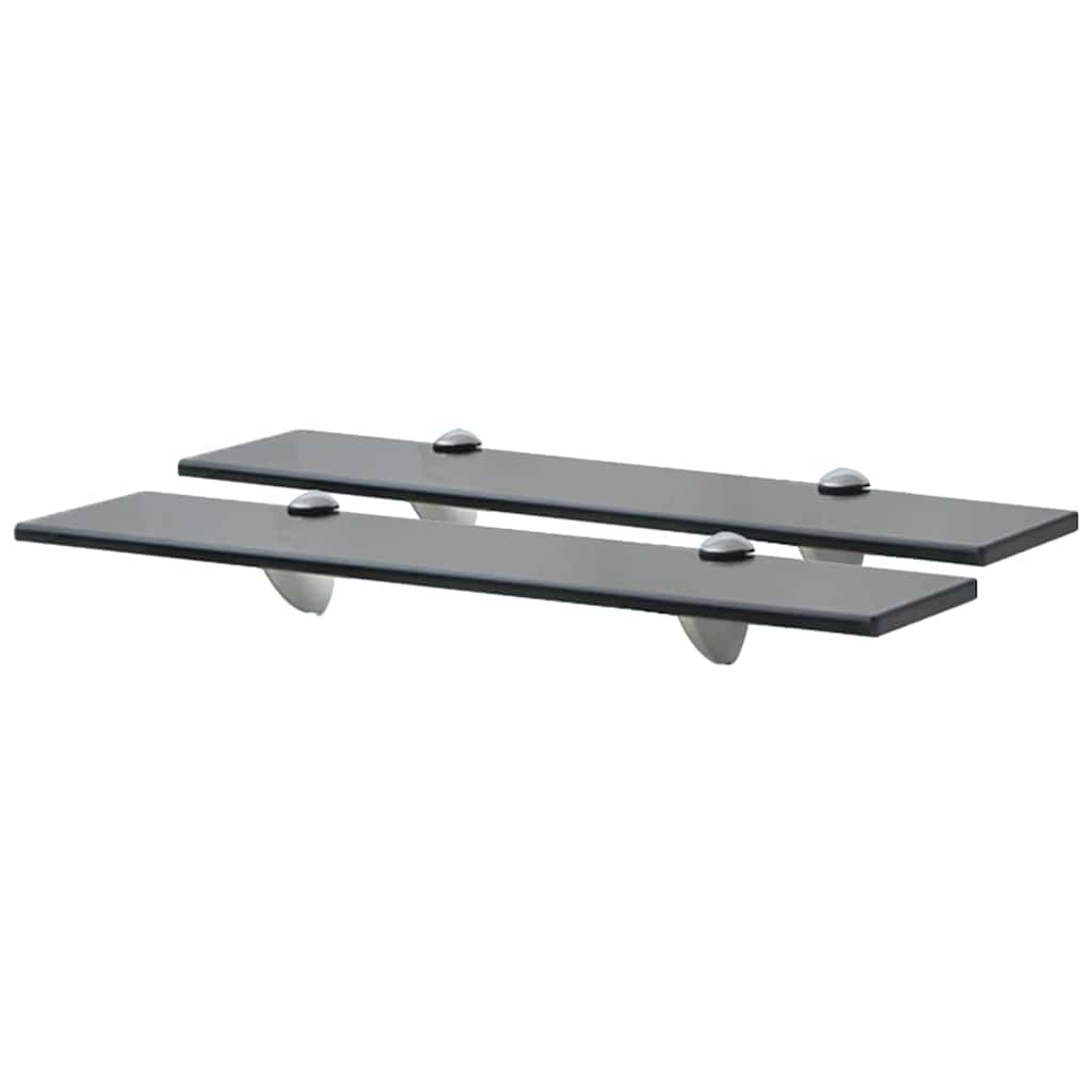 Floating Shelf | Set of 2 | Black | Toughened safety glass | Medium