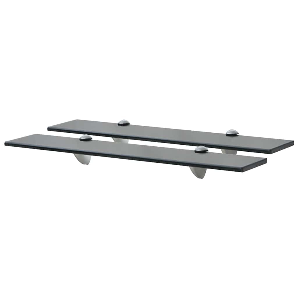 Floating Shelf | Set of 2 | Black | Tempered safety glass, zinc alloy