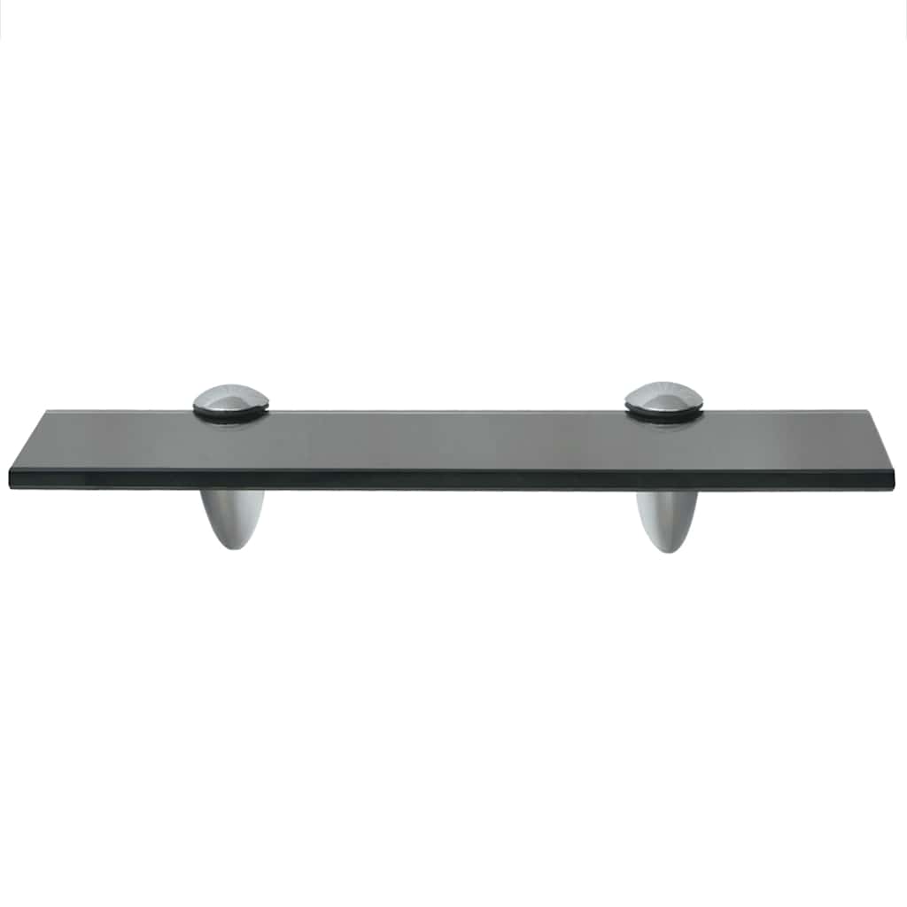 Floating Shelf | Set of 2 | Black | Tempered Safety Glass | 30x20 cm