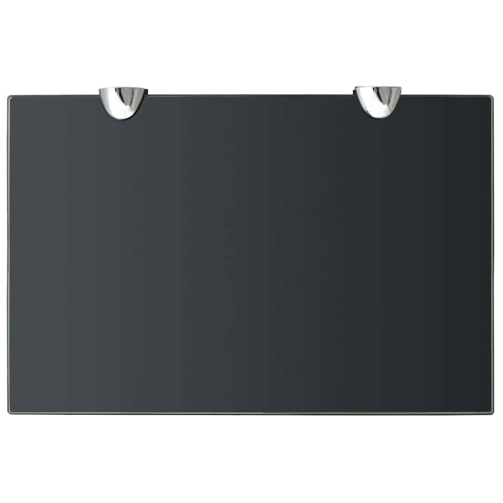 Floating Shelf | Set of 2 | Black | Tempered Safety Glass | 30x20 cm