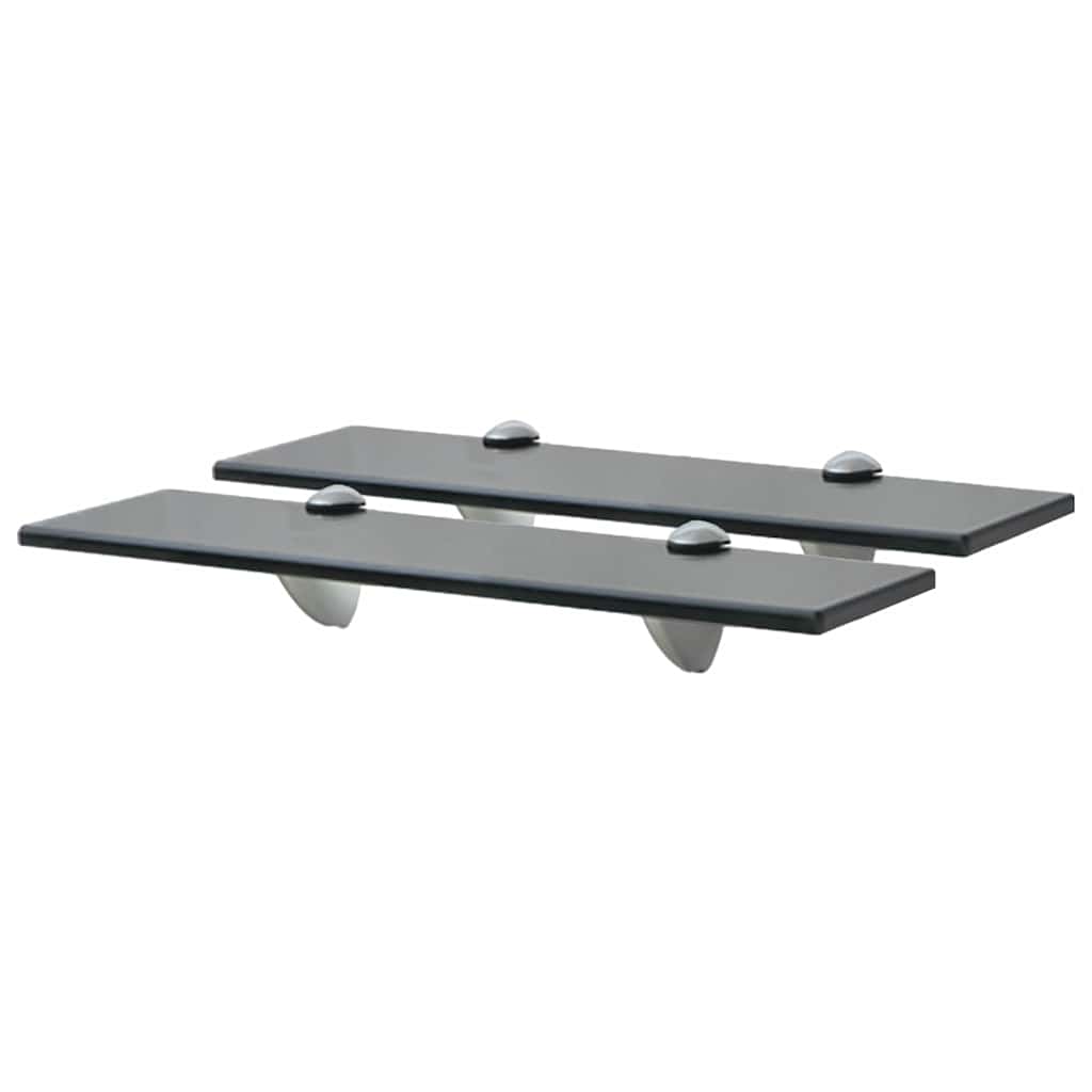 Floating Shelf | Set of 2 | Black | Tempered safety glass | 40x20cm 8mm