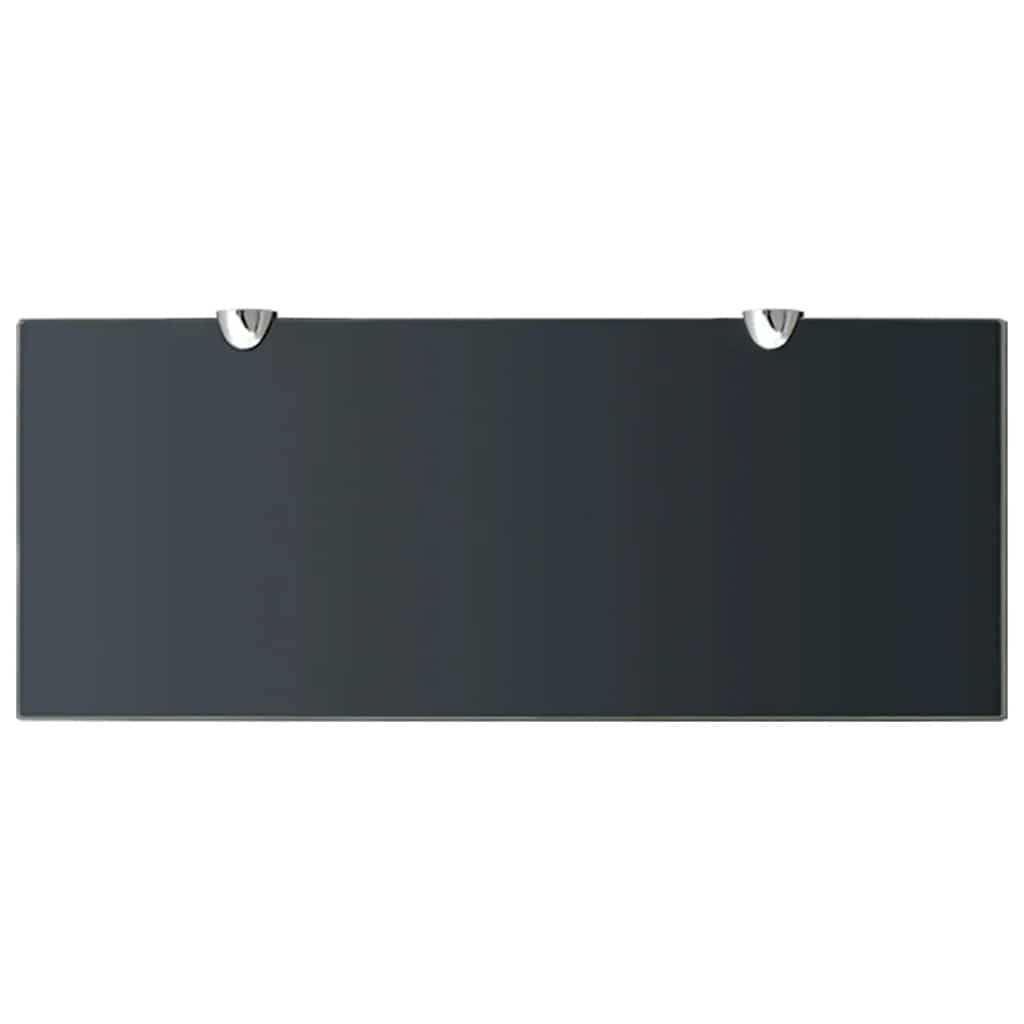 Floating Shelf | Set of 2 | Black | Tempered safety glass | 50x20cm