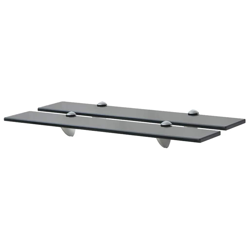 Floating Shelf | Set of 2 | Black | Tempered safety glass, Zinc alloy