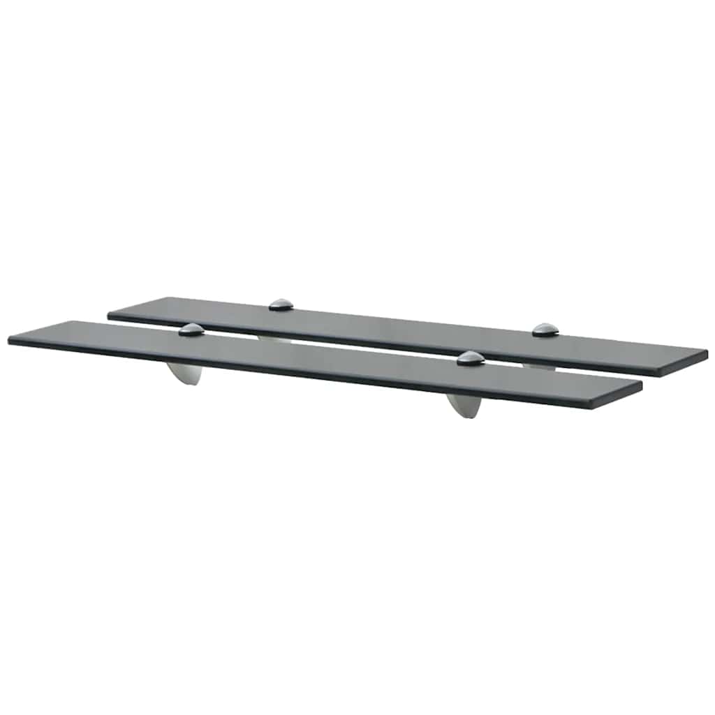 Floating Shelf | Set of 2 | Black | Tempered safety glass, Zinc alloy