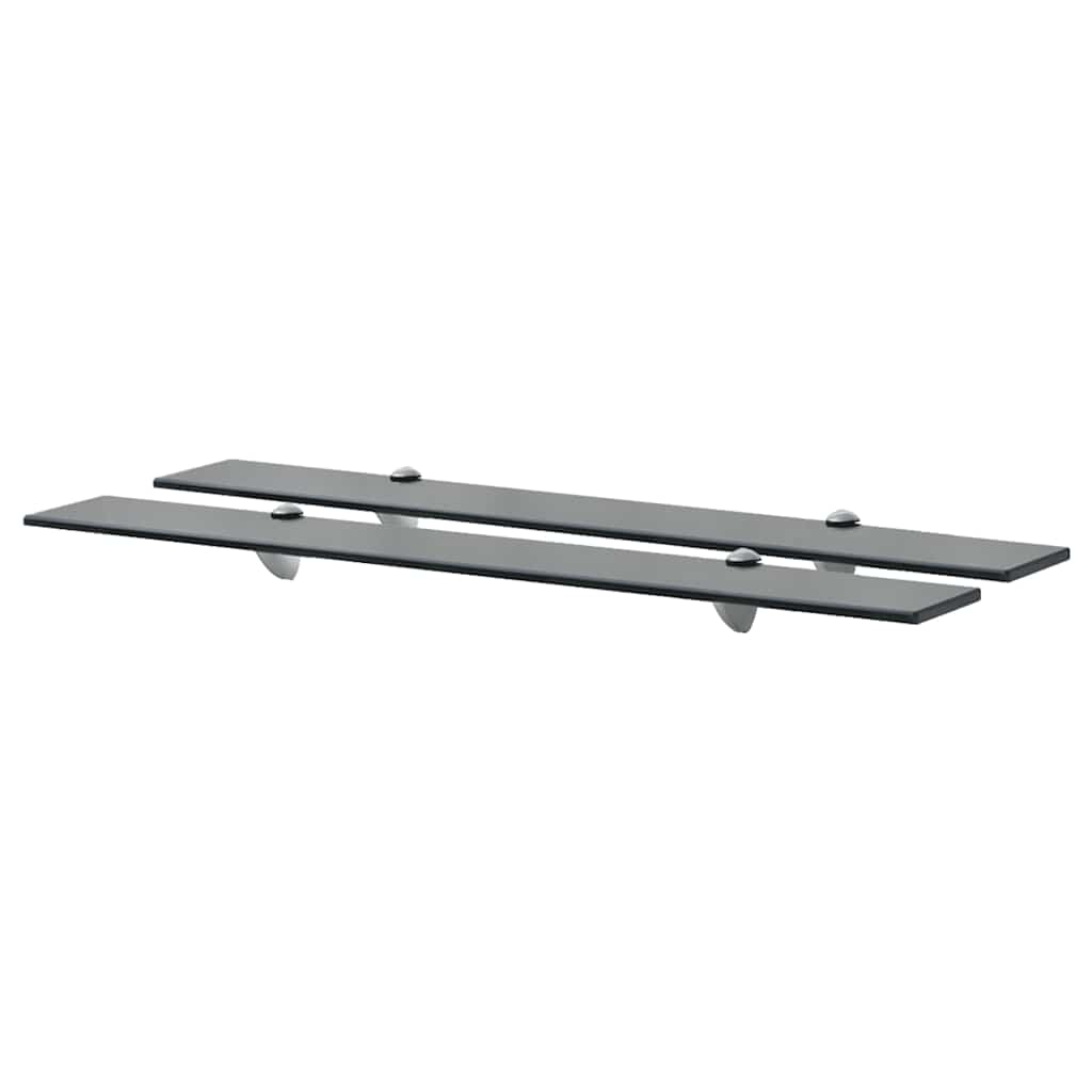 Floating Shelf | Set of 2 | Black | Tempered safety glass, Zinc alloy