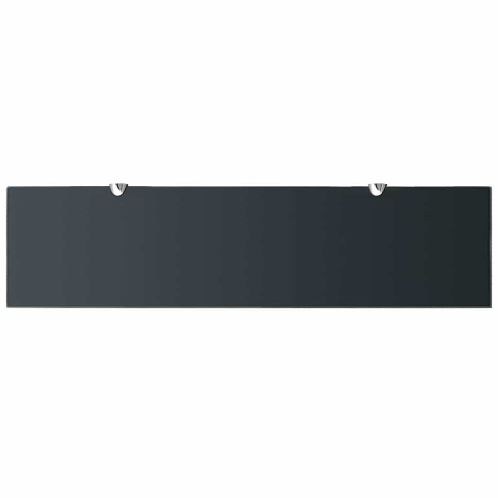 Floating Shelf | Set of 2 | Black | Tempered safety glass, Zinc alloy